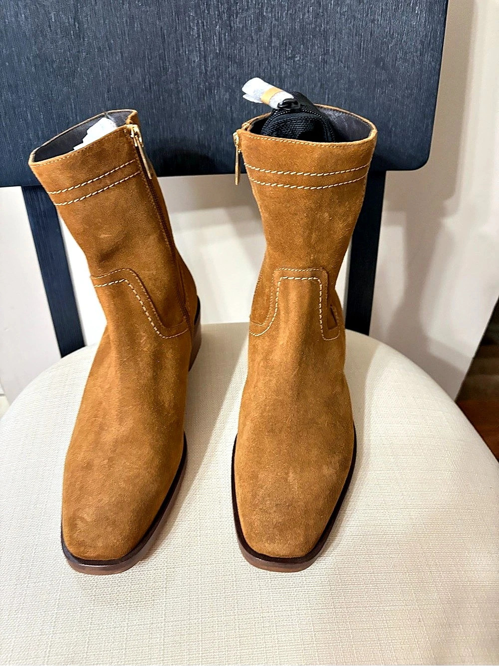 Aquazzura Suede-Look Heeled Boots in Brown Like New